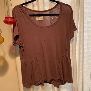 Current Elliot purple peplum t-shirt distressed